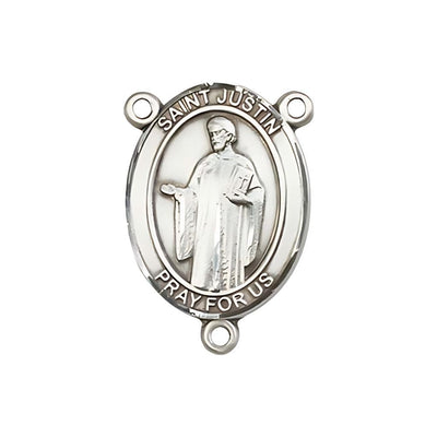 St. Justin Engravable Rosary Centerpiece in Silver, Made USA, Bliss Manufacturing