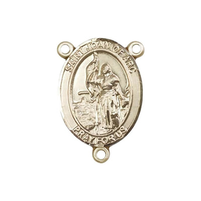 St. Joan of Arc Engravable Rosary Centerpiece in, pewter / sterling silver / gold-filled centerpiece detail, Bliss Manufacturing