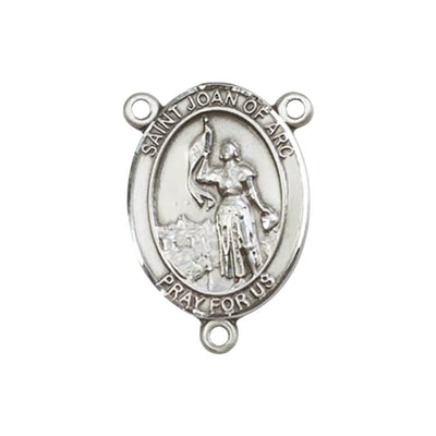 St. Joan of Arc Engravable Rosary Centerpiece in, pewter / sterling silver / gold-filled, Bliss Manufacturing