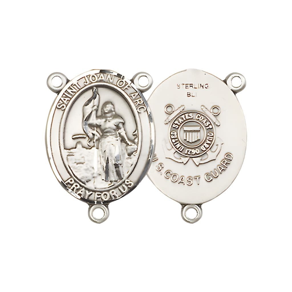 Bliss Coast Guard St. Joan of Arc Rosary Sterling Silver Centerpiece, Measures 3/4-inch by 1/2-inch.