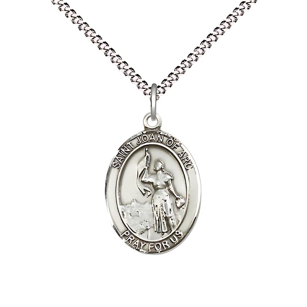 Bliss St. Joan of Arc and U.S. Navy Emblem Sterling Silver Medal with Plated Chain, 3/4-inch,