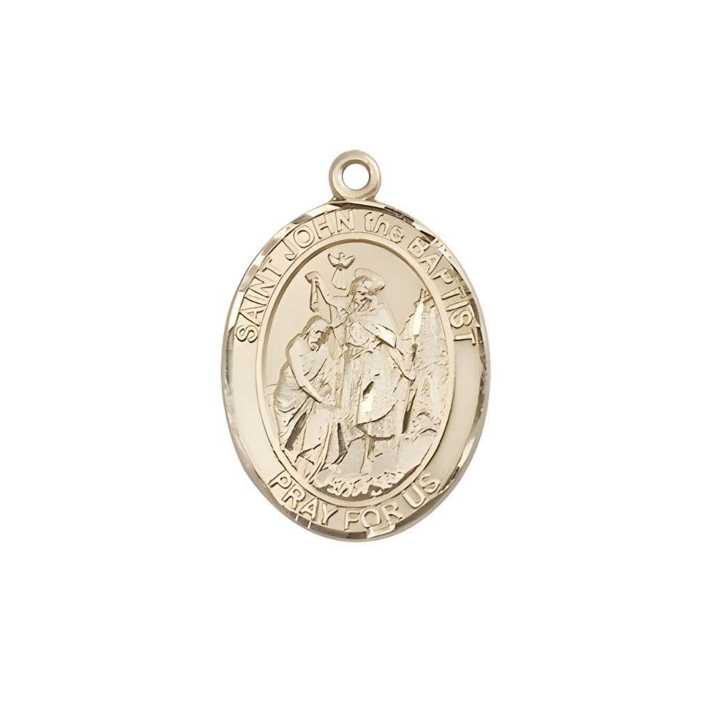 Bliss St. John the Baptist 14kt Gold Oval Engravable Medal Pendant view 3