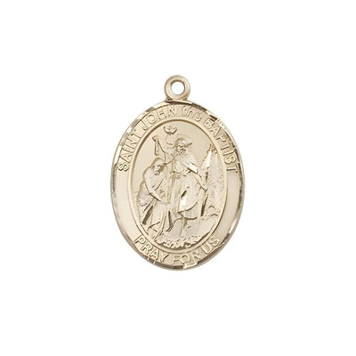 St. John the Baptist 14kt Gold Oval Engravable Medal Pendant view 3, Bliss Manufacturing