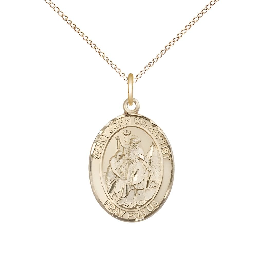 Bliss St. John the Baptist 14kt Gold Oval Engravable Medal Pendant view 4