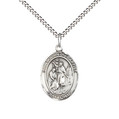 St. John the Baptist Sterling Silver Oval Engravable Medal view 3, Bliss Manufacturing