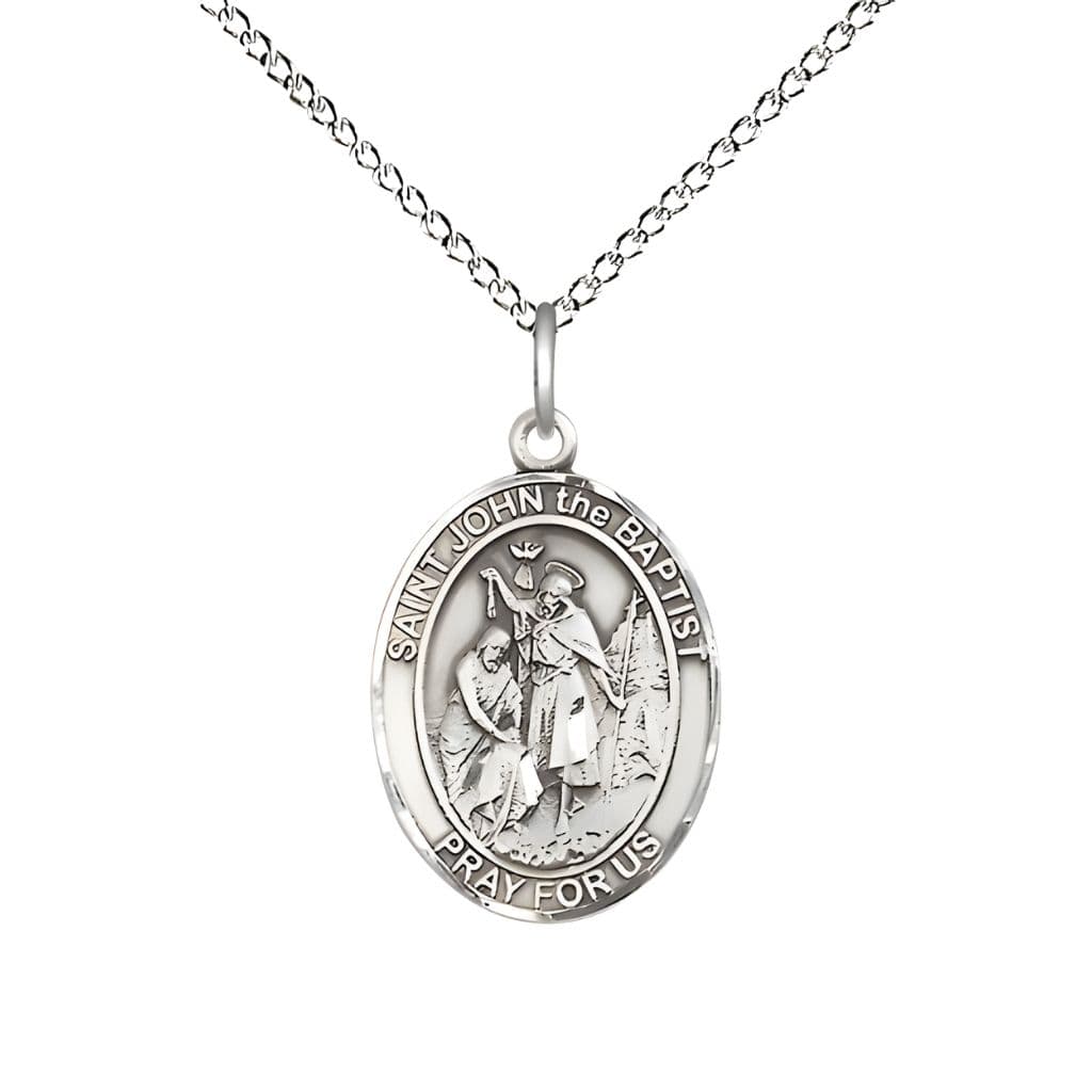 Bliss St. John the Baptist Sterling Silver Oval Engravable Medal view 4