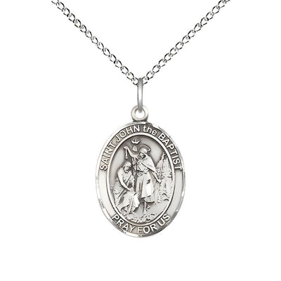 St. John the Baptist Sterling Silver Oval Engravable Medal view 4, Bliss Manufacturing