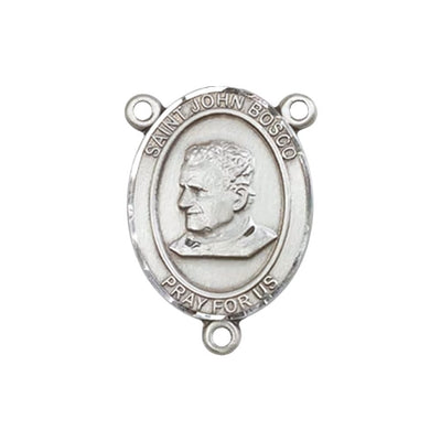 St. John Bosco Engravable Rosary Centerpiece in Silver, Made in the USA, Bliss Manufacturing