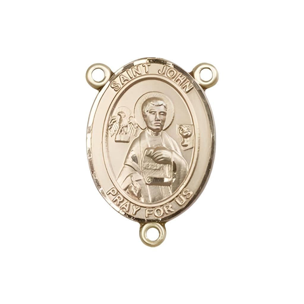Bliss St. John the Apostle Engravable Rosary Centerpiece in Gold,