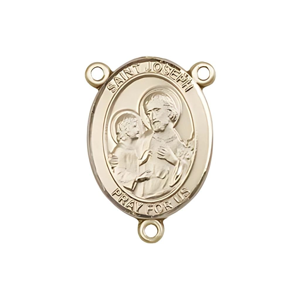 Bliss St. Joseph Engravable Rosary Centerpiece in Gold-filled or 14kt Gold,
