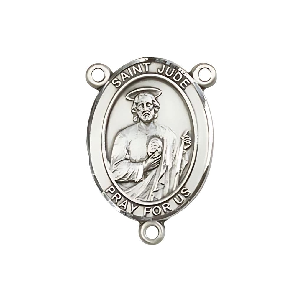 Bliss St. Jude Thaddeus Engravable Rosary Centerpiece in Sterling Silver,