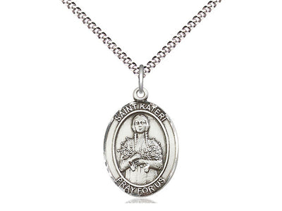 St. Kateri Catholic Saint Medal, sterling silver, Bliss Manufacturing