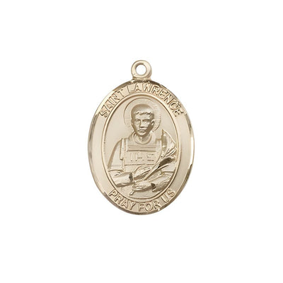 St. Lawrence 14kt Gold Oval Medal Pendant, Measures 3/4-inch tall by 1/2-inch wide, Bliss Manufacturing