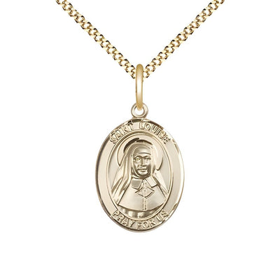 St. Louise de Marillac 14kt Gold-filled Oval Medal Pendant with Gold-plated Chain, Measures 3/4-inch tall by 1/2-inch wide, Bliss Manufacturing