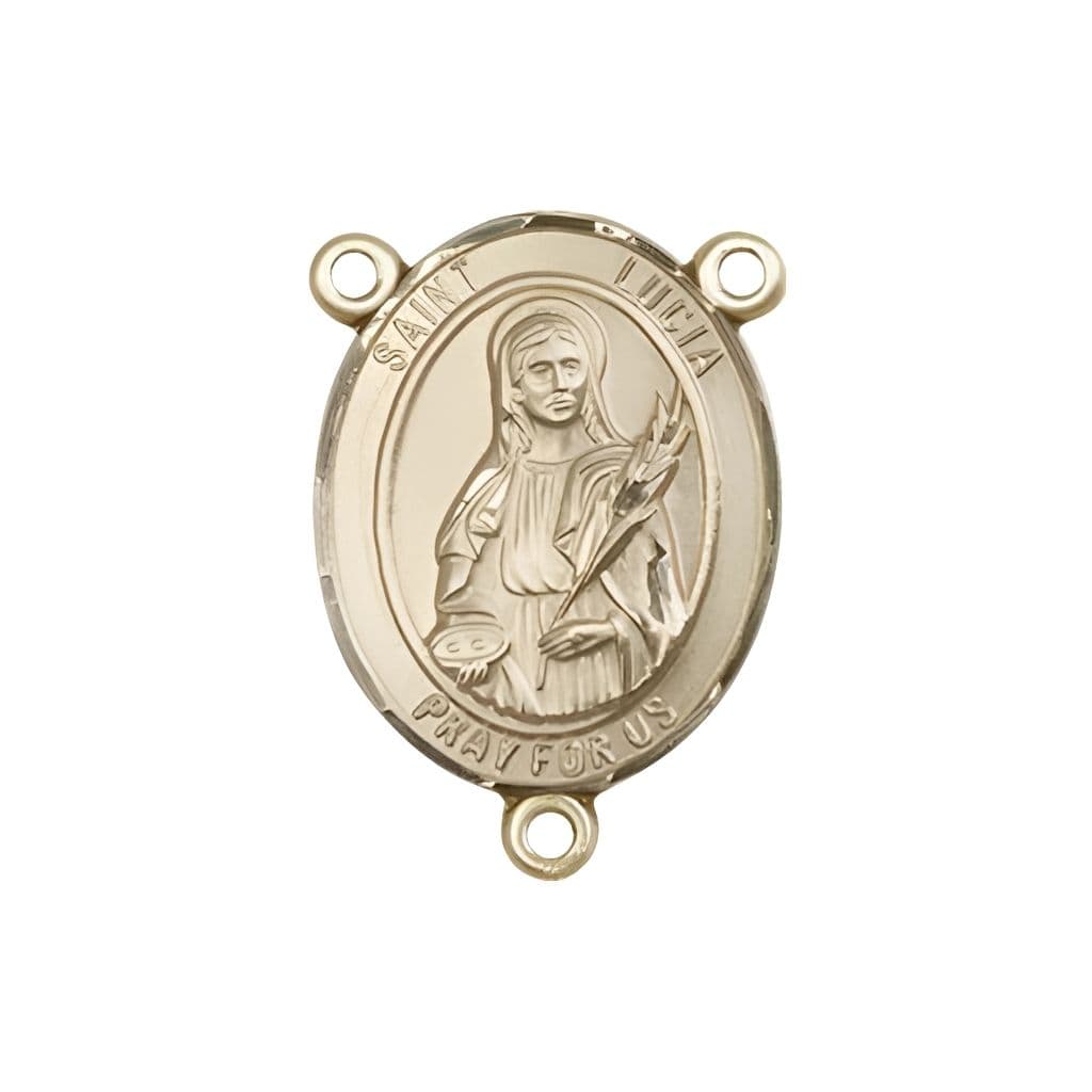 Bliss St. Lucia of Syracuse Engravable Rosary Centerpiece in Gold, 3/4-inch,