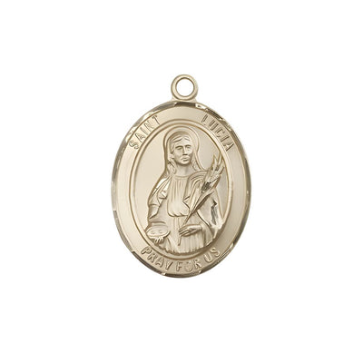 St. Lucia of Syracuse 14kt Gold Oval Medal Pendant, Measures 3/4-inch tall by 1/2-inch wide, Bliss Manufacturing