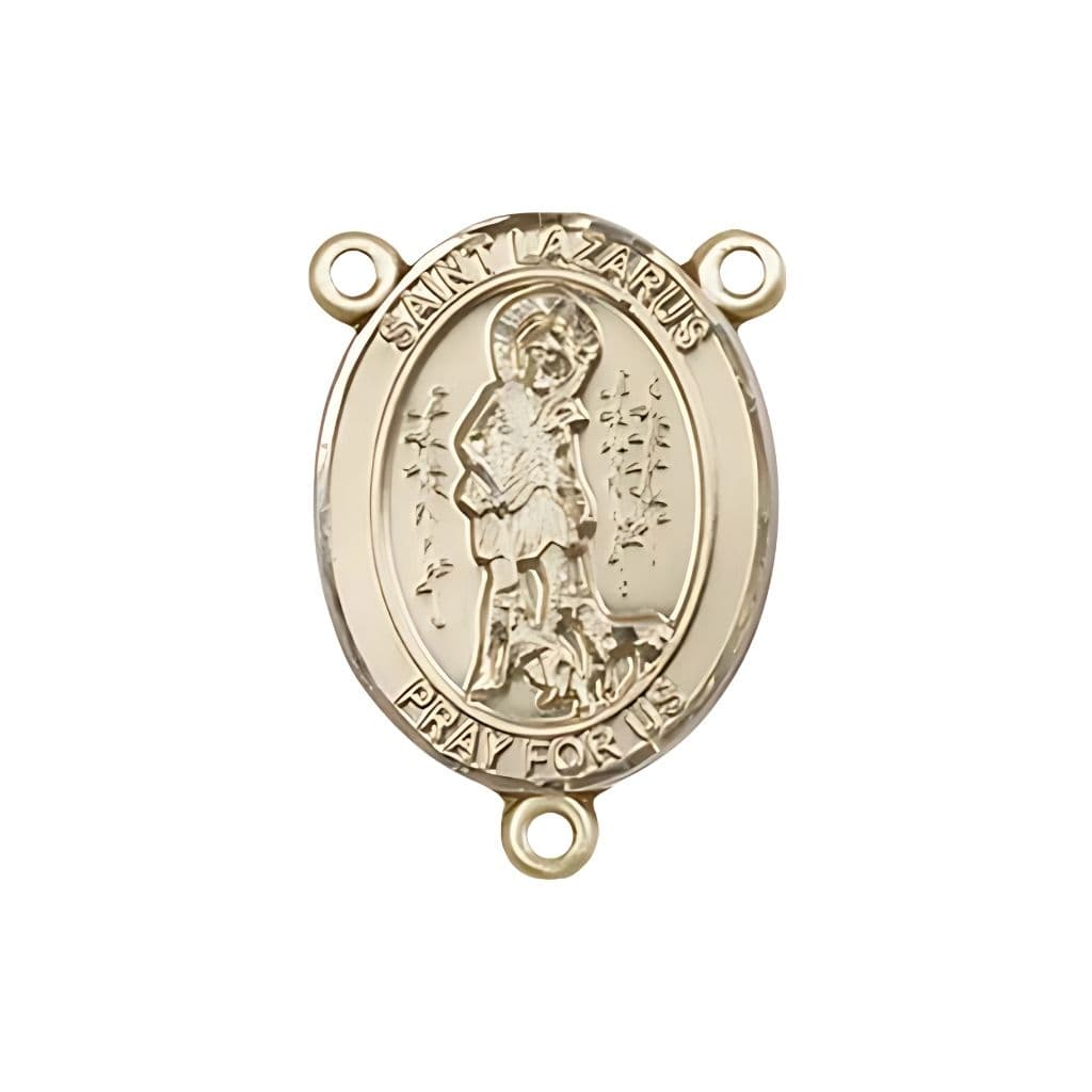 Bliss St. Lazarus Engravable Rosary Centerpiece in Gold, 3/4-inch,