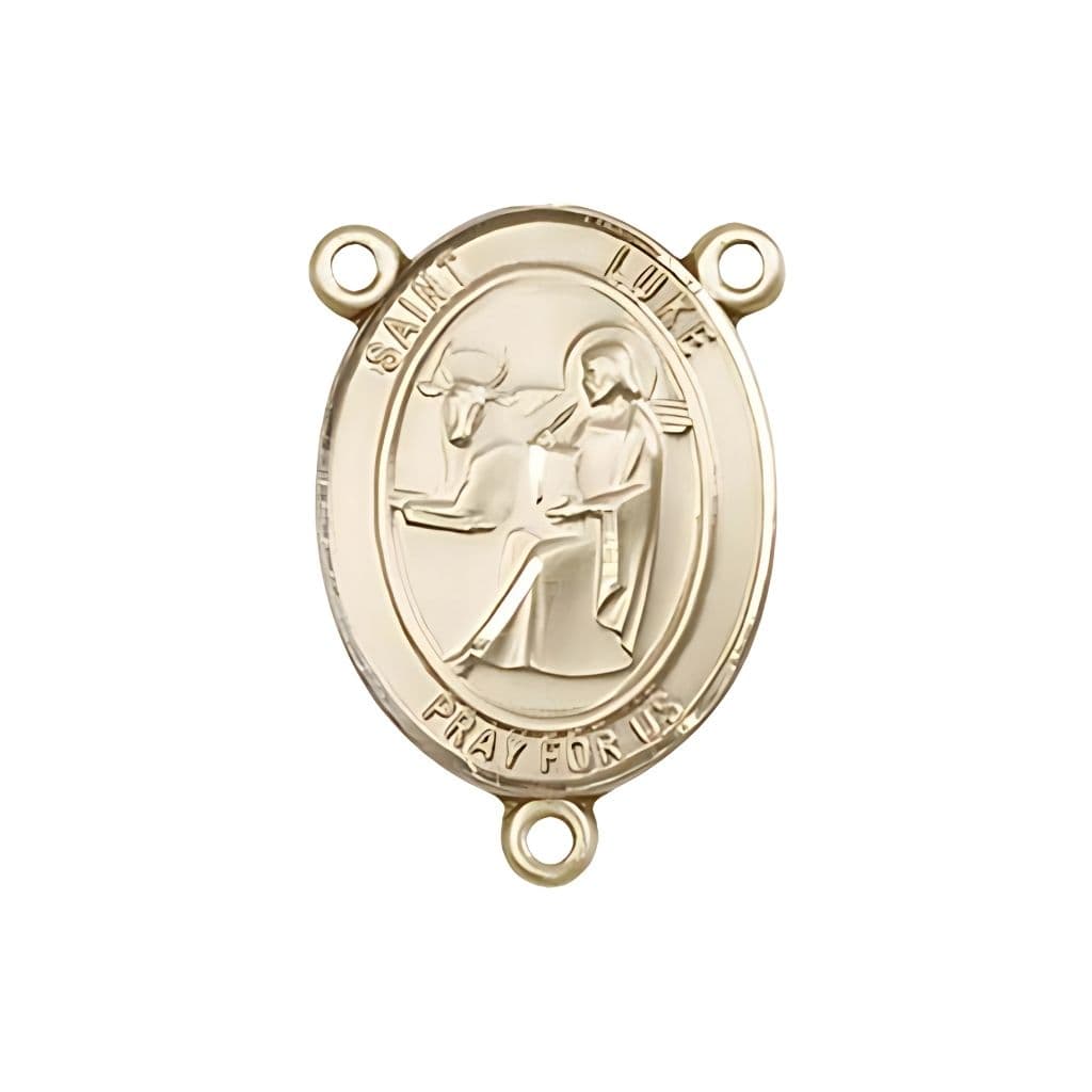 Bliss St. Luke the Apostle Engravable Rosary Centerpiece in Gold, 3/4-inch,