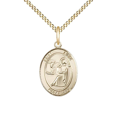 St. Luke the Apostle 14kt Gold-filled Oval Medal Pendant with Gold-plated Chain, Measures 3/4-inch tall by 1/2-inch wide, Bliss Manufacturing
