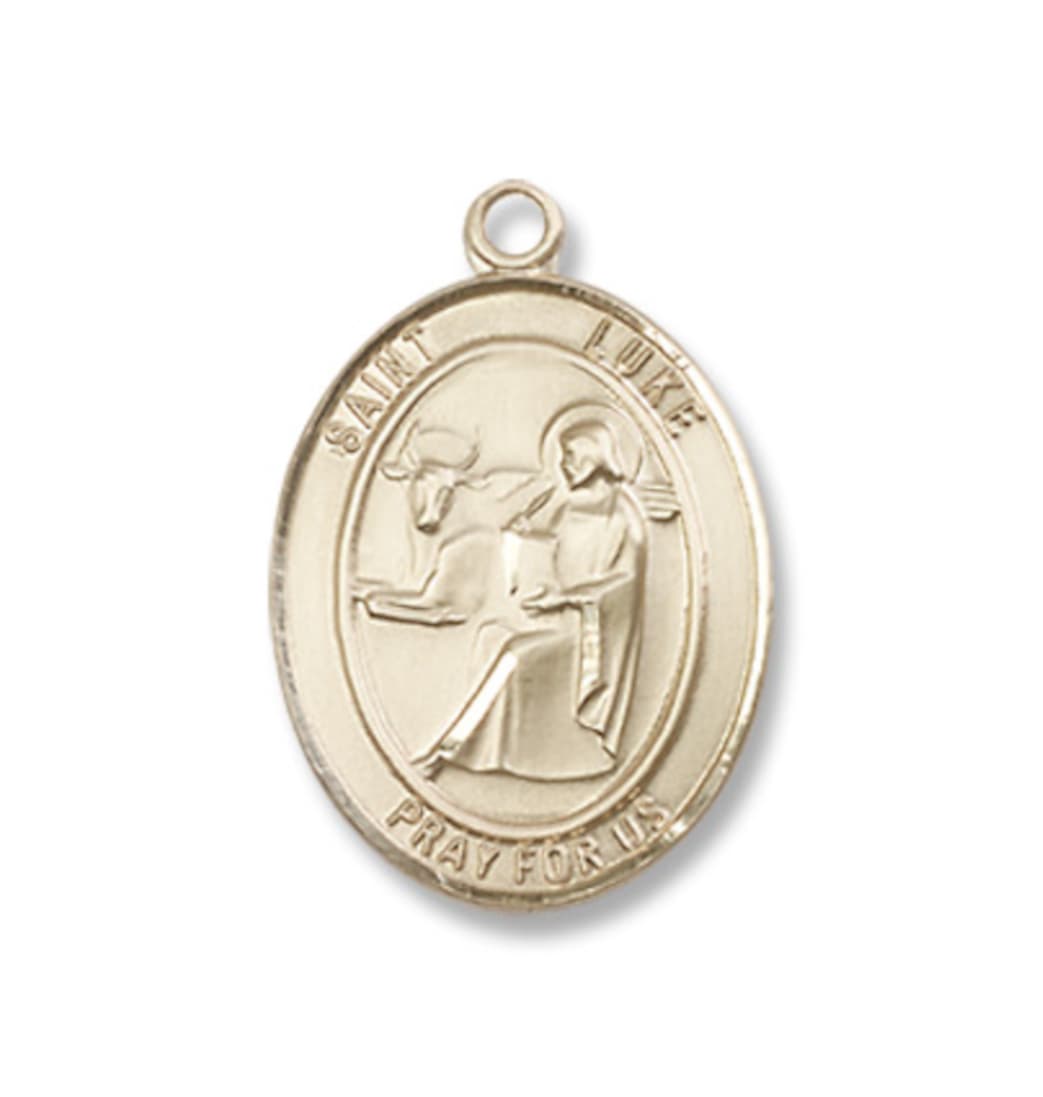 Bliss Manufacturing St Luke the Apostle 14kt Gold Engravable Oval Medium Medal,