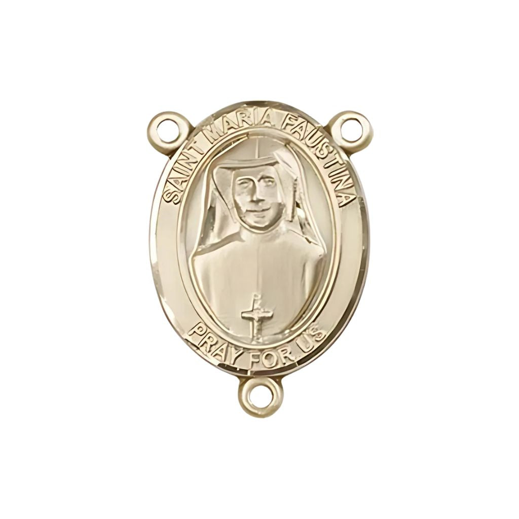 Bliss St. Maria Faustina Engravable Rosary Centerpiece in 14kt Gold,
