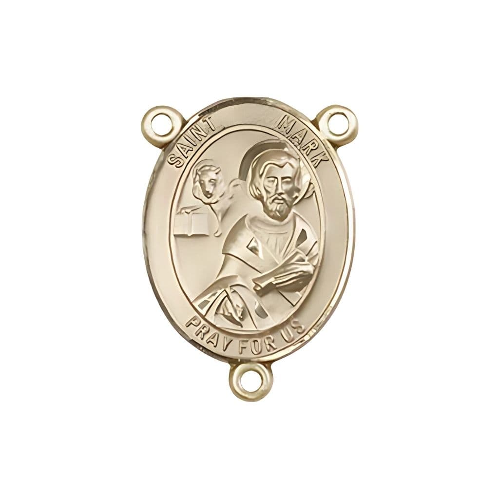 Bliss St. Mark the Evangelist Engravable Gold Rosary Centerpiece, 3/4-inch