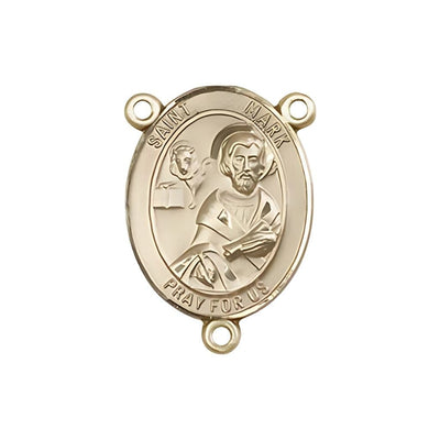St. Mark the Evangelist Engravable Gold Rosary Centerpiece, 3/4-inch, Bliss Manufacturing
