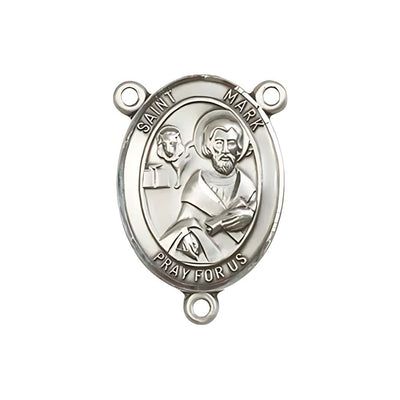 St. Mark the Evangelist Engravable Rosary Centerpiece, 3/4-inch, pewter / sterling silver / gold-filled, Bliss Manufacturing