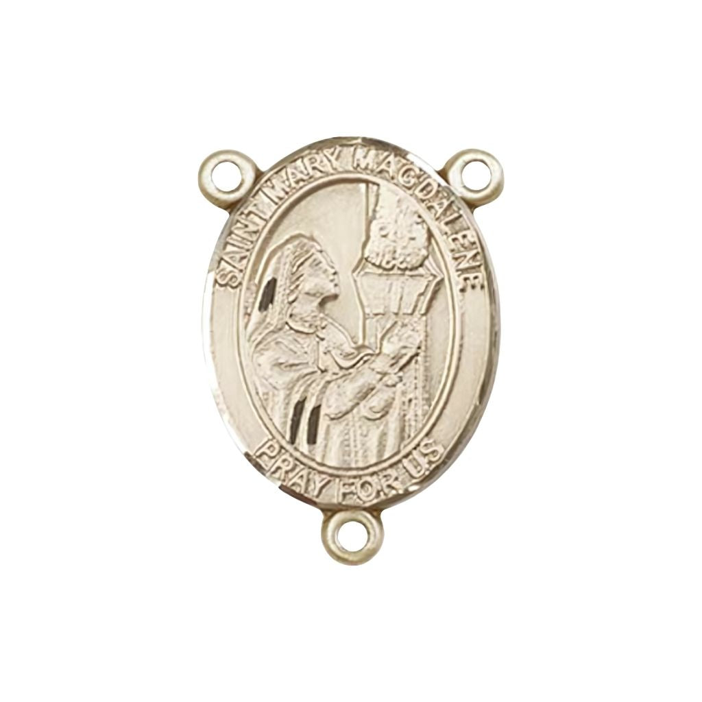 Bliss St. Mary Magdalene Engravable Gold Rosary Centerpiece, 3/4-inch