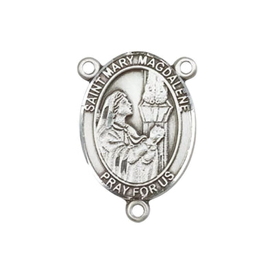 St. Mary Magdalene Engravable Silver Rosary Centerpiece, 3/4-inch, Bliss Manufacturing