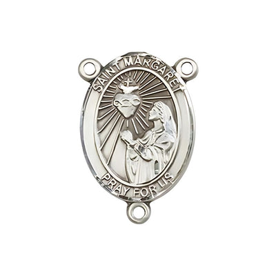 St. Margaret Mary Alacoque Engravable Rosary Centerpiece, 3/4-inch, pewter / sterling silver / gold-filled, Bliss Manufacturing