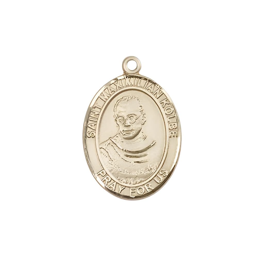 Bliss St. Maximilian Kolbe 14kt Gold Oval Medal, Size 3/4-inch,