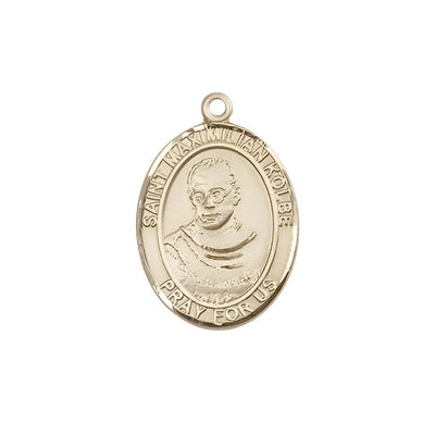 St. Maximilian Kolbe 14kt Gold Oval Medal, Size 3/4-inch, Bliss Manufacturing
