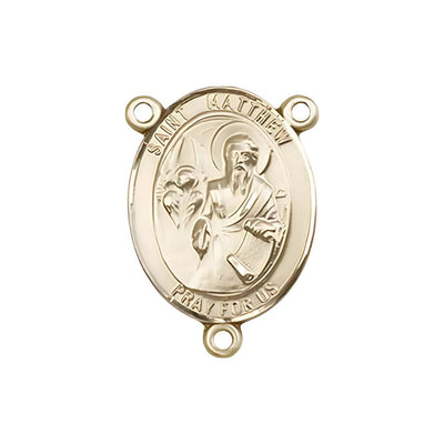 St. Matthew the Apostle Engravable Gold Rosary Centerpiece, 3/4-inch, Bliss Manufacturing