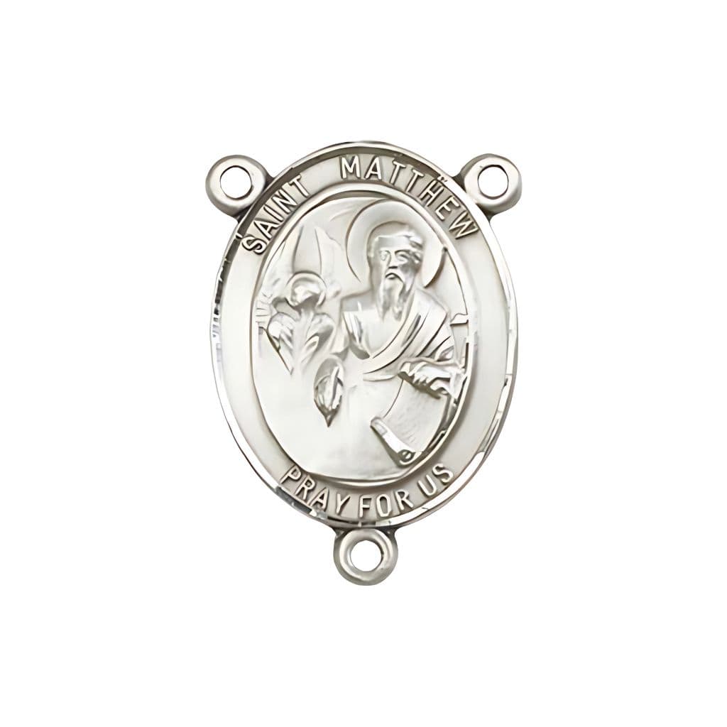 Bliss St. Matthew the Apostle Engravable Silver Rosary Centerpiece, 3/4-inch