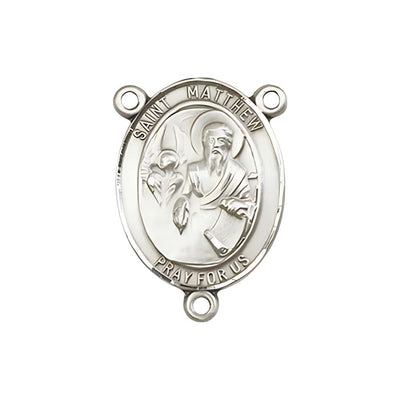 St. Matthew the Apostle Engravable Silver Rosary Centerpiece, 3/4-inch, Bliss Manufacturing