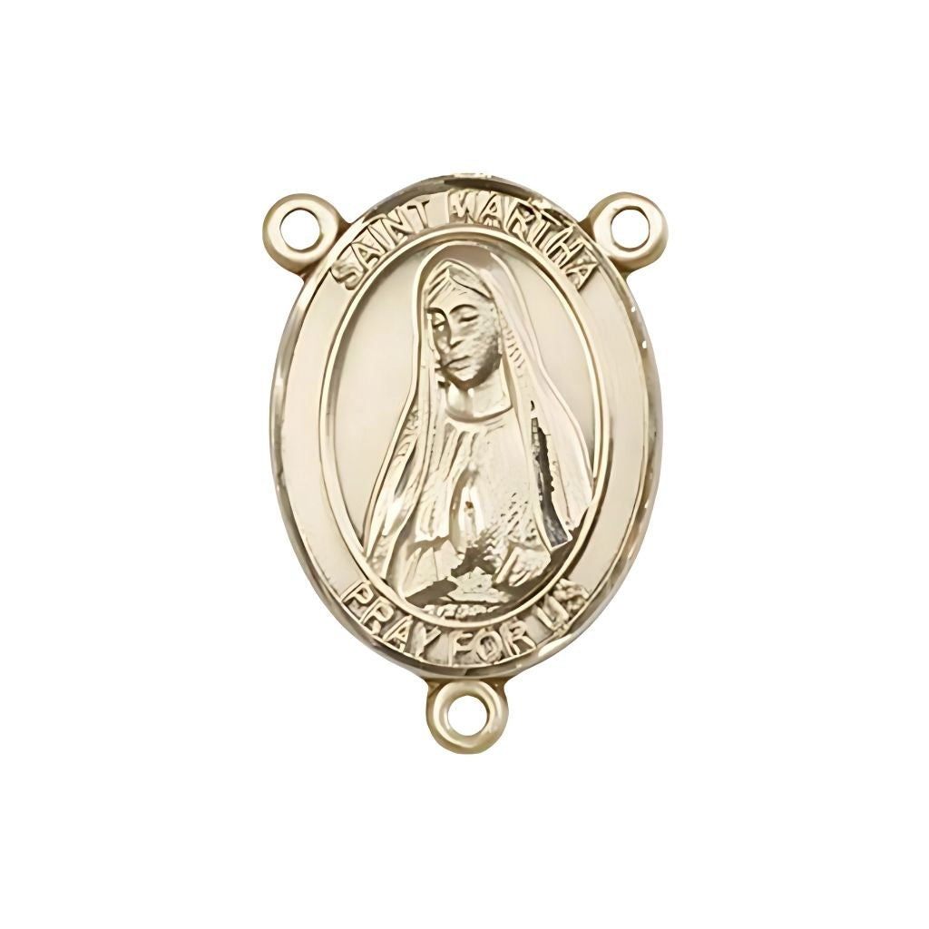 Bliss St. Martha Engravable Gold Rosary Centerpiece, 3/4-inch