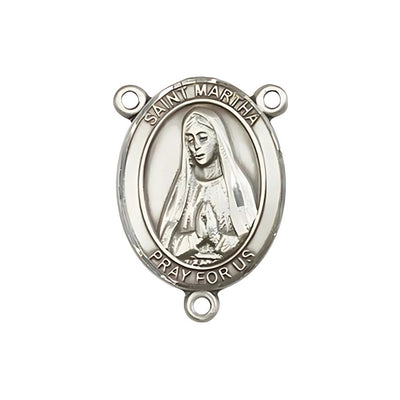 St. Martha Engravable Rosary Centerpiece, 3/4-inch, pewter / sterling silver / gold-filled, Bliss Manufacturing