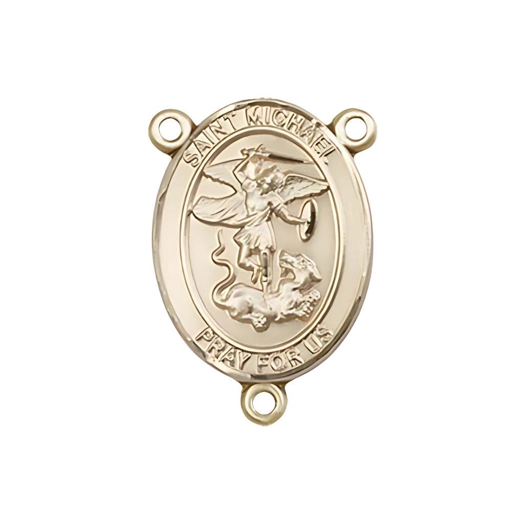 Bliss St. Michael the Archangel Engravable Rosary Centerpiece in Gold, 3/4-inch,