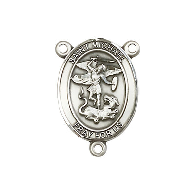 St. Michael the Archangel Engravable Rosary Centerpiece in Silver, 3/4-inch, Bliss Manufacturing