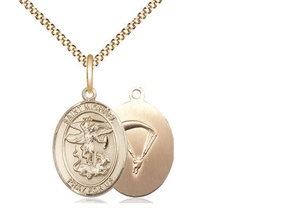 St. Michael & Paratrooper Catholic Saint Medal, gold-filled, Bliss Manufacturing