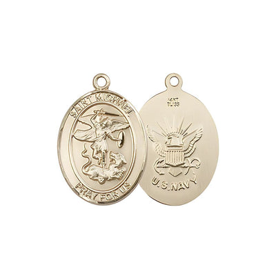 'St. Michael' and U.S. Navy Emblem 14kt Gold Medal, 3/4-inch, Bliss Manufacturing