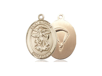 St. Michael & Paratrooper Catholic Saint Medal, 14kt gold, Bliss Manufacturing