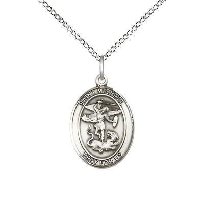 1st Responder St. Michael the Archangel Sterling Silver Oval Medal Pendant with Sterling Silver Chain, Measures 3/4-inch tall by 1/2-inch wide. Deluxe Gift Box, Bliss Manufacturing