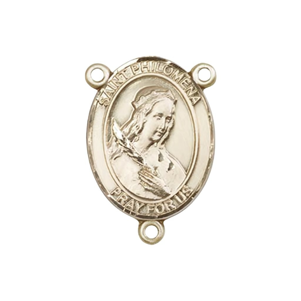 Bliss St. Philomena Engravable Rosary Gold Centerpiece, Measures 3/4-inch tall by 1/2-inch wide