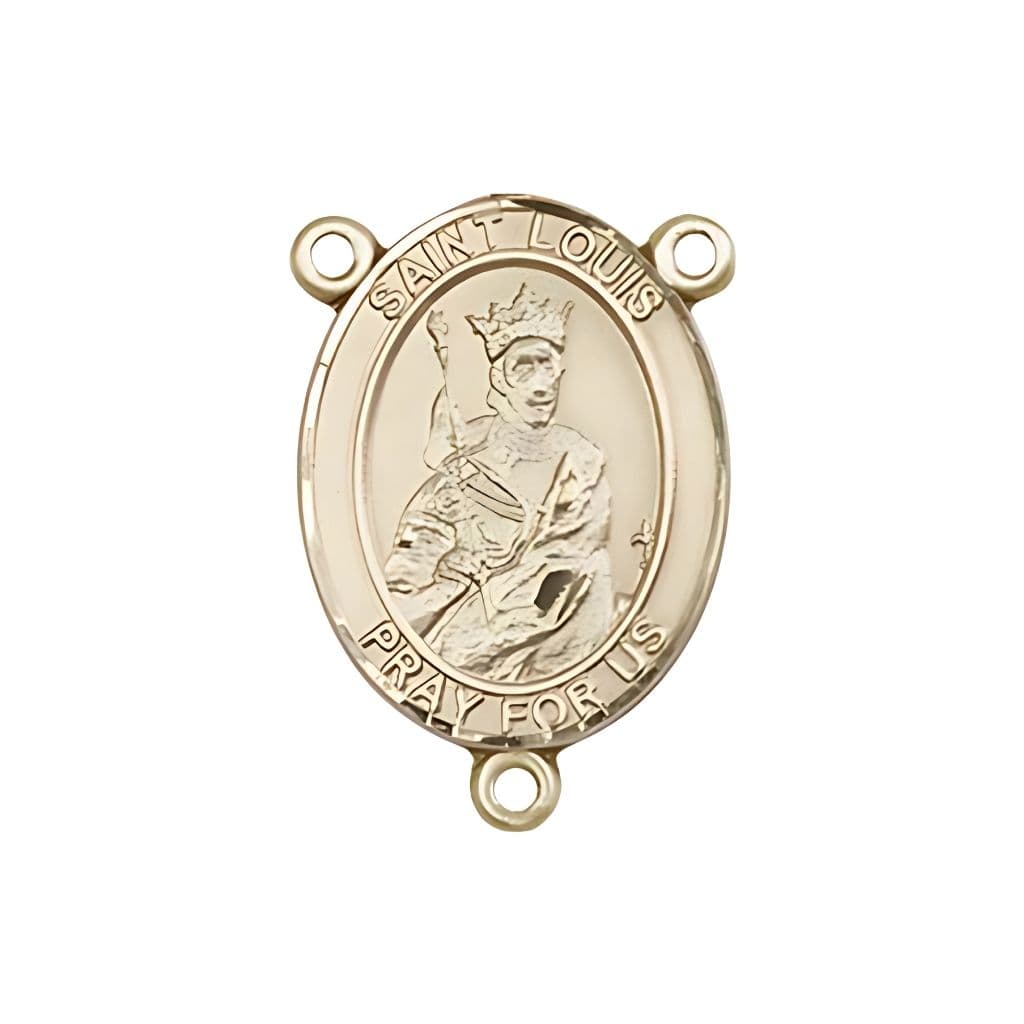 Bliss St. Louis IX of France Engravable Rosary Centerpiece in Gold, 3/4-inch,