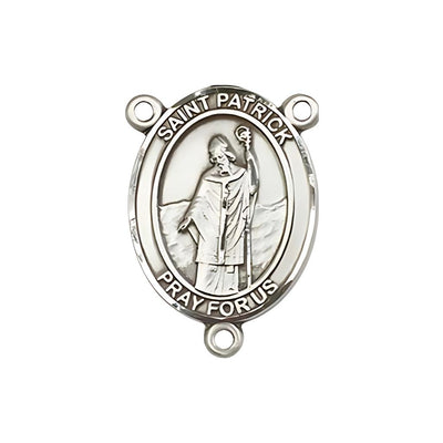 St. Patrick Engravable Silver Rosary Centerpiece, Measures 3/4-inch tall by 1/2-inch wide, Bliss Manufacturing