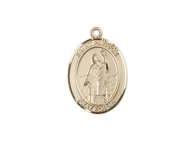 Medium St Patrick 14kt Gold Oval Medal Only, Bliss Manufacturing