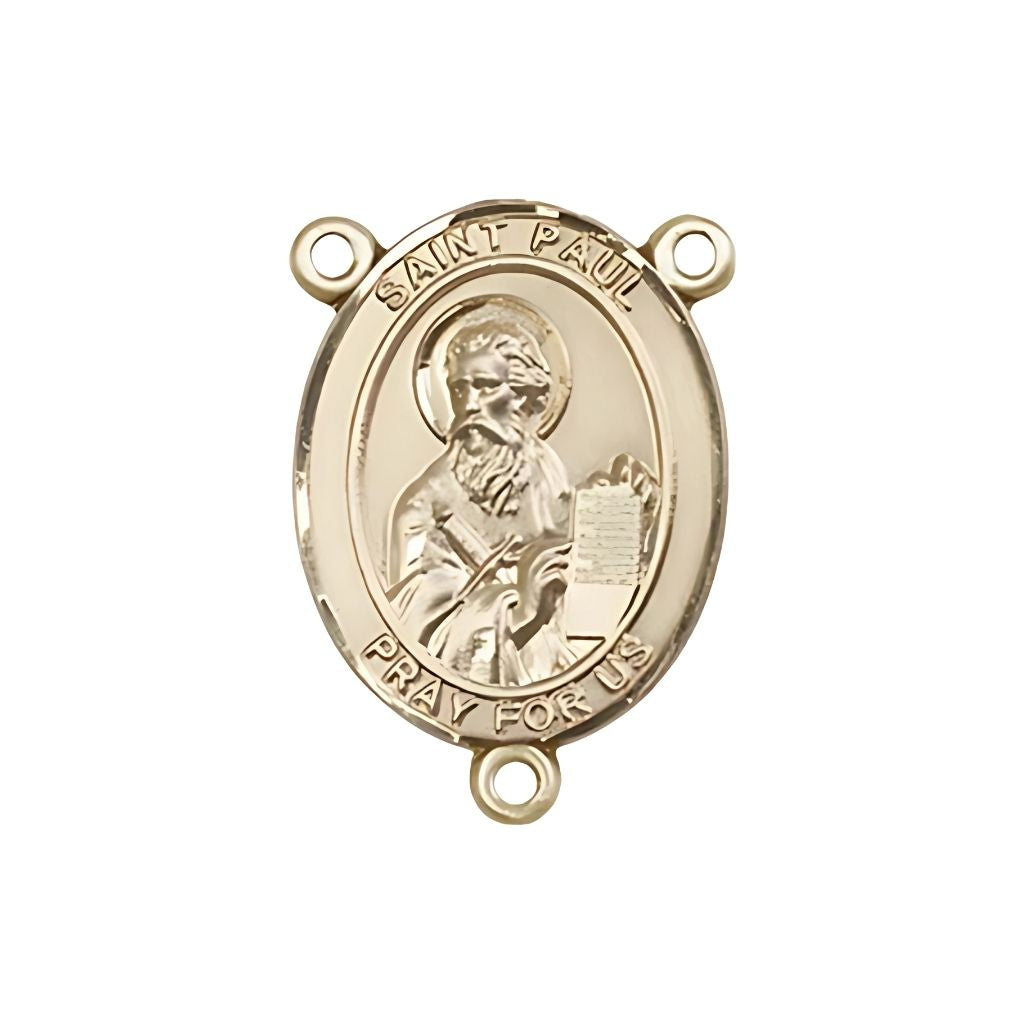 Bliss St. Paul the Apostle Engravable Gold Rosary Centerpiece, Measures 3/4-inch tall by 1/2-inch wide