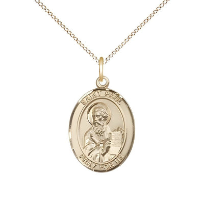 St. Paul the Apostle 14kt Gold Oval Engravable Medal Pendant view 4, Bliss Manufacturing